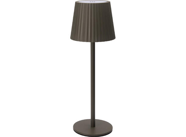 Lampe taupe varmhvit 24stk LED h:27,5cm USB-lading m/kabel 80cm. 3-modus lys 