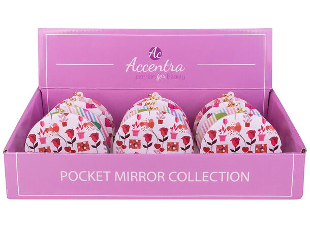 Lommespeil nøkkelring Hjerte 7,4cm 4ass Display 12stk 