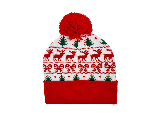 Lue God Jul rød/hvit julemotiv onesize Forpk 6stk 