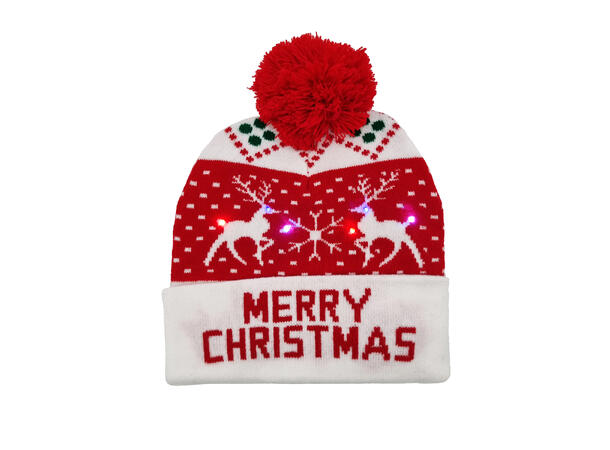 Lue Rød/hvit Akryl Merry Onesize m/LED Forpk 6stk Batteri CD2032 inkl 