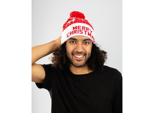 Lue Rød/hvit Akryl Merry Onesize m/LED Forpk 6stk Batteri CD2032 inkl 