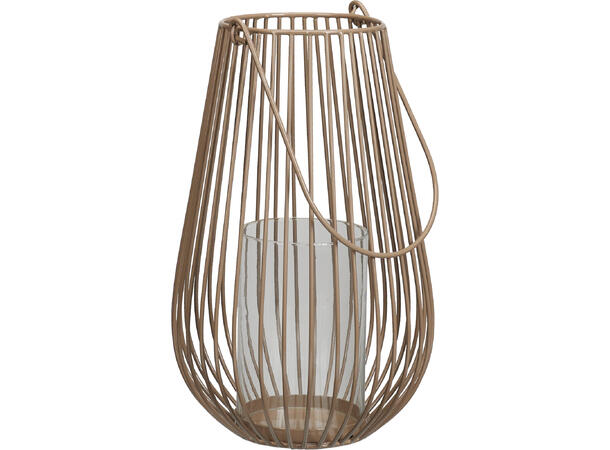 Lykt spiler 21x35cm metall glass beige Vekt: 1322g 