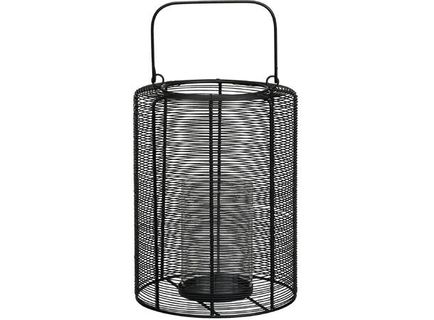 Lykt spiler 23x33cm metall glass sort Vekt: 1515g 