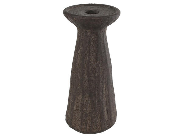 Lysestake antikkbrun keramikk 9x9x19,5cm 