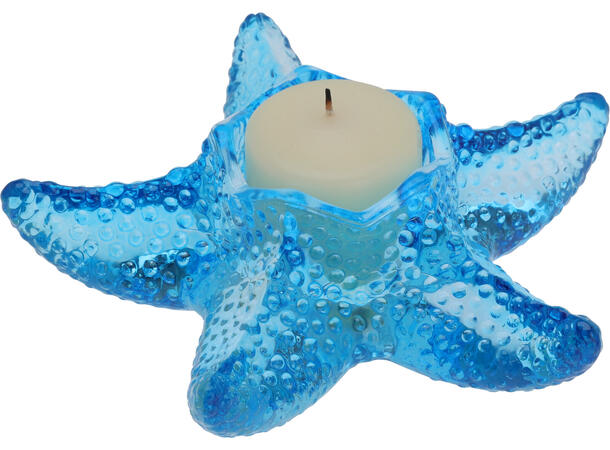 Lysestake sjøstjerne glass 13,5x4cm 3ass Forpakning: 24stk 