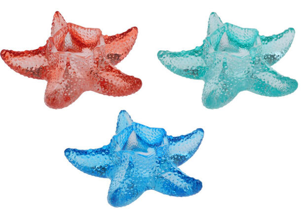 Lysestake sjøstjerne glass 13,5x4cm 4ass 