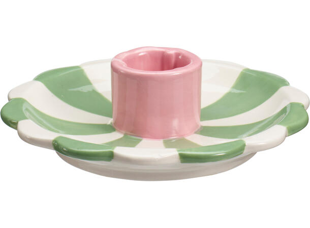 Lysestake stripet keramikk 12x12cm 3ass 