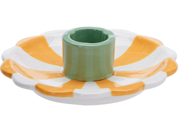 Lysestake stripet keramikk 12x12cm 3ass 