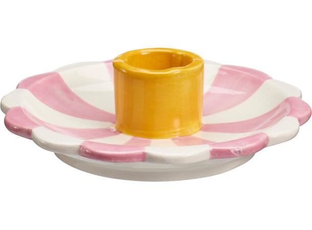 Lysestake stripet keramikk 12x12cm 3ass 