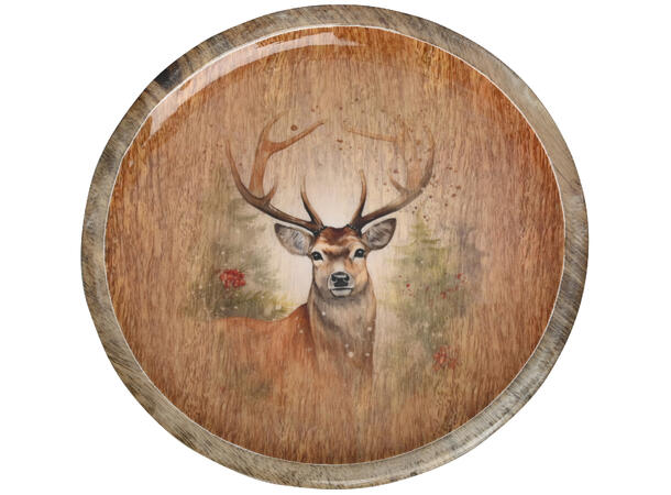 Lysfat brun mangotre m/reinsdyr 25x2,5cm 