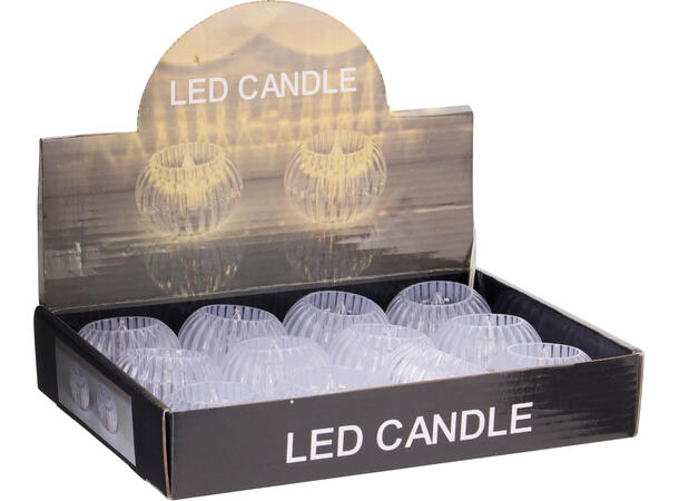 Lysglass LED mini akryl 6x4cm varmhvit Display 12 stk Batteri inkl. 