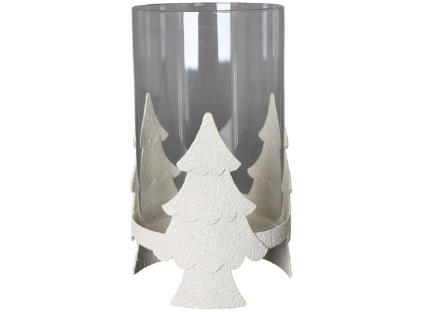 Lysglass juletre beige metall 9,5x16 cm 
