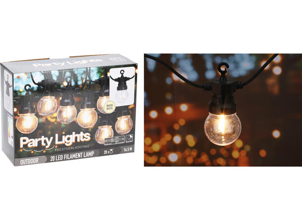 Lyslenke 20 LED 5x11cm varmhvit 10m 