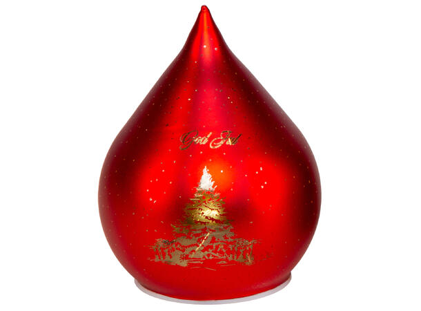 Lyslykt LED God Jul rød dråpe 12cm Batteri: AAAx3 T: 6/18t 10LED 