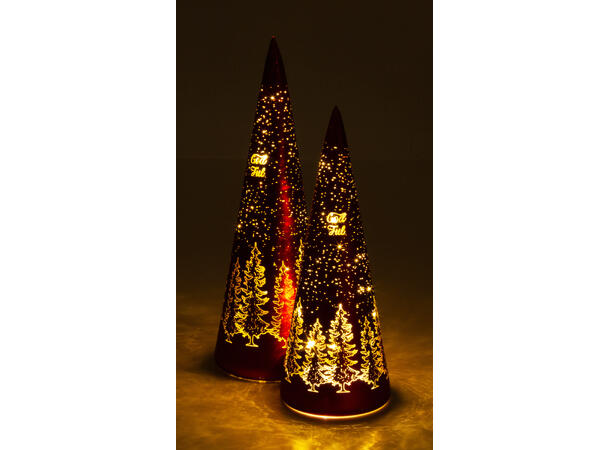 Lyslykt LED God Jul tre rød kjegle 30cm Batteri: AAAx3 T: 6/18t 20LED 