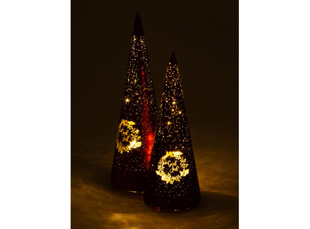 Lyslykt LED Julekrans rød kjegle 25cm Batteri: AAAx3 T: 6/18t 15LED 
