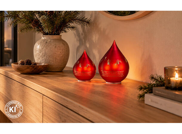 Lyslykt LED Nord norsk rød dråpe 20cm Batteri 3xAAA T:6/18t 15LED Vers 1,2,3 