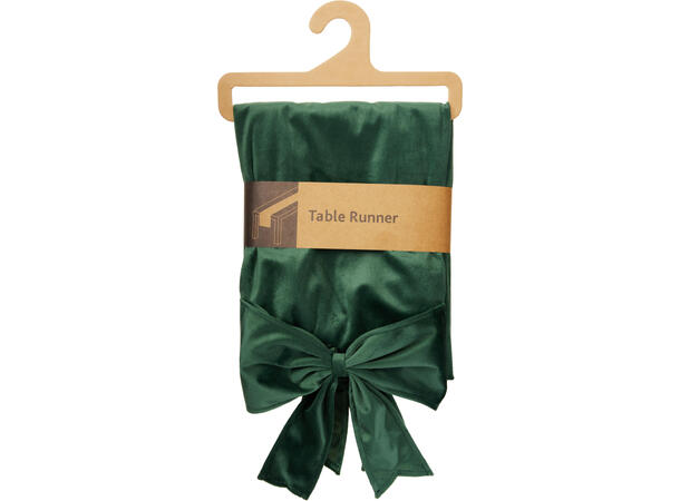 Løper grønn m/sløyfe fløyel 33x240cm Polyester 