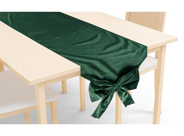 Løper grønn m/sløyfe fløyel 33x240cm Polyester 