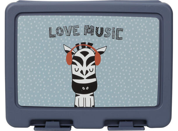 Matboks PP m/skje 18x13,5x7,5cm 4ass Design: sebra, giraff, løve, krokodille 