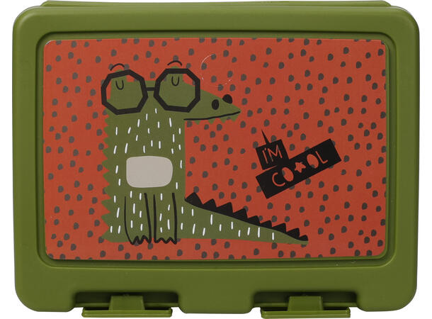 Matboks PP m/skje 18x13,5x7,5cm 4ass Design: sebra, giraff, løve, krokodille 