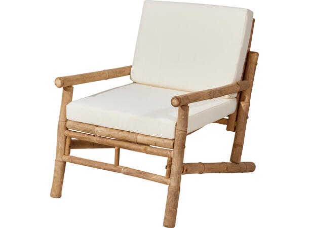 Møbelsett bambus bord/stol/benk krem 4 deler 