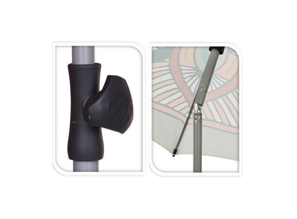 Parasoll grålig mandalamønster 200x215cm 