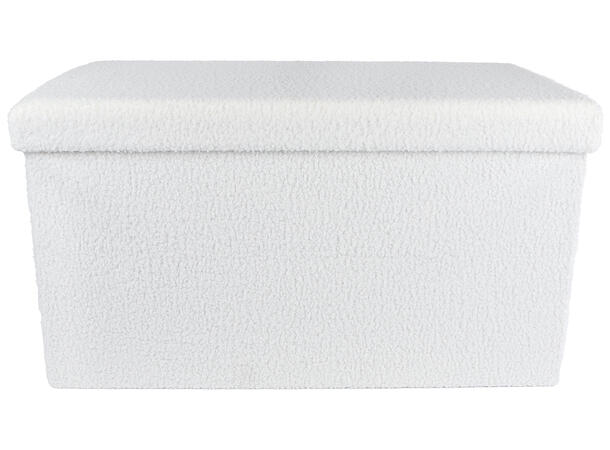 Puff kremfarget tre/bouclé 70x38x38cm Sammenleggbar 