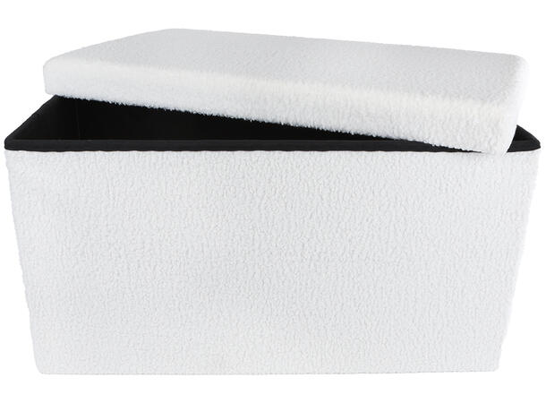 Puff kremfarget tre/bouclé 70x38x38cm Sammenleggbar 