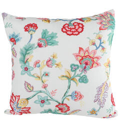 Pute blomstret hvit/farget stoff 45x45cm