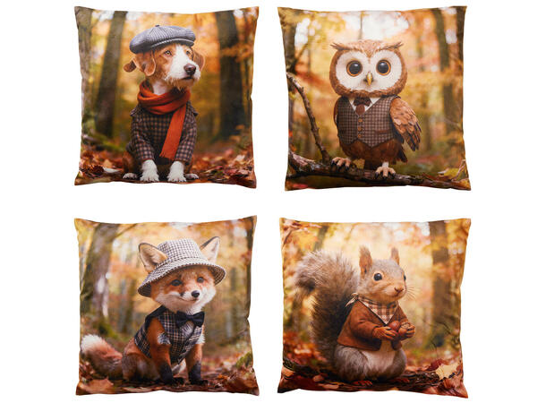 Pute hipster dyr skog 40x40cm 4ass Velurpolyester 