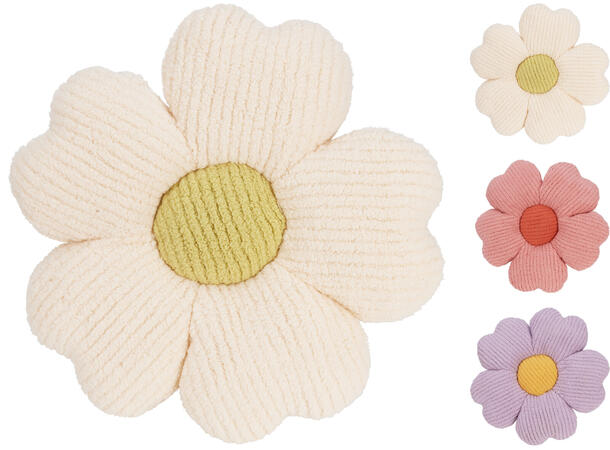 Pute hvit rosa lilla blomster 38cm 3ass Med polyesterfyll 