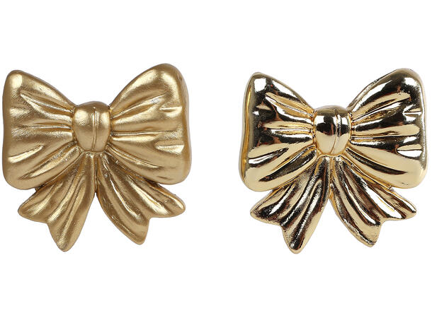 Pynt til potte sløyfe gull 5,5cm 2ass Polystone 