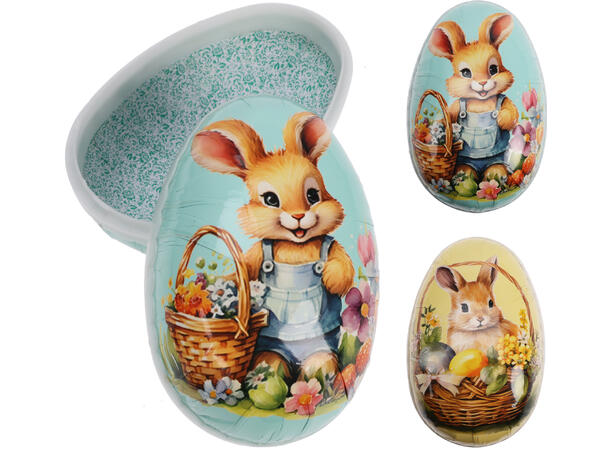Påskeegg hare papp 18x11,5cm 2ass Forpk 36stk Vekt 44gr 