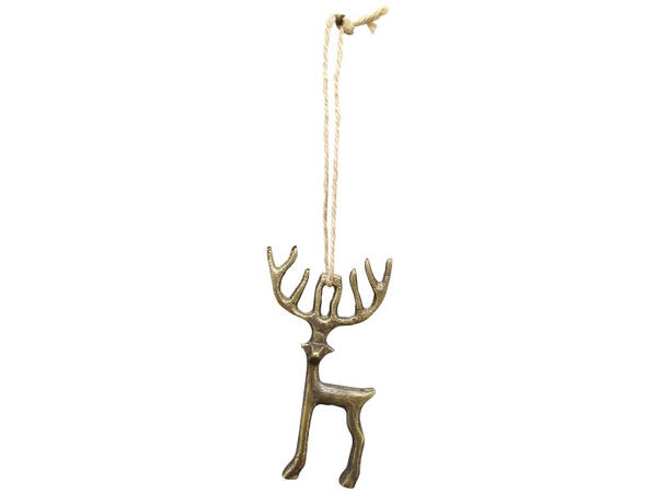 Reinsdyr henge gull metall 6,5x4x11cm 