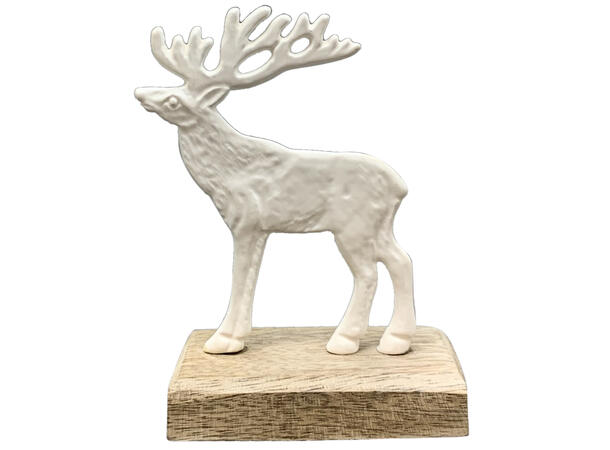 Reinsdyr hvit metall mangotre 10x12,5cm Forpk 12stk 