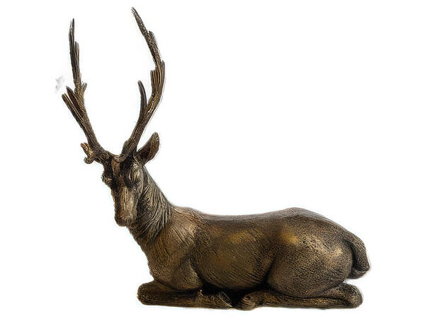 Reinsdyr liggende brun polyresin 24x29cm 