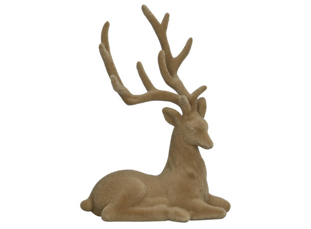 Reinsdyr liggende lysebrun 15x10xH21cm 