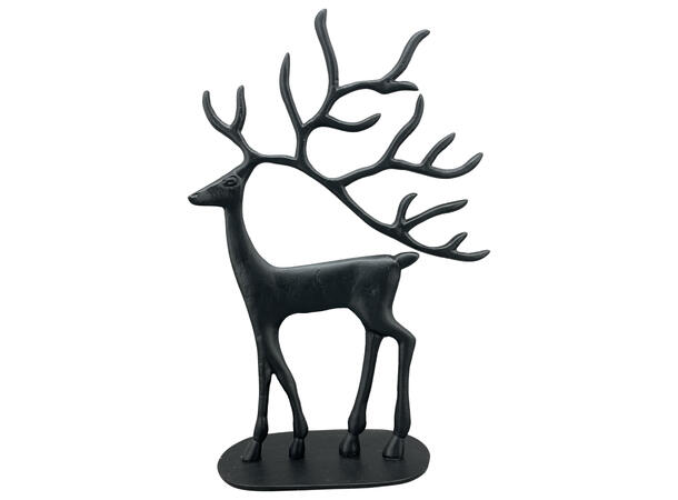 Reinsdyr sort metall 22x8x32,5cm 