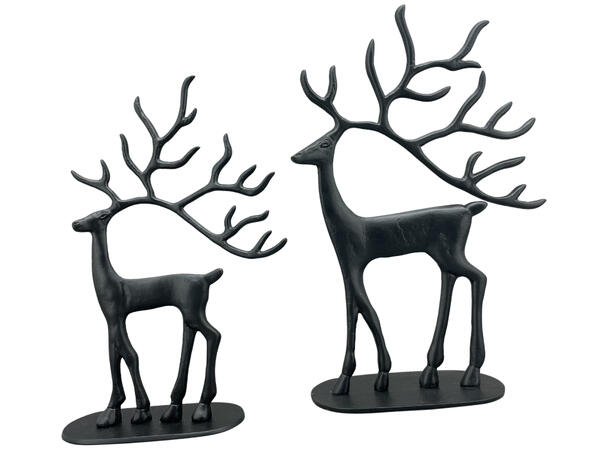 Reinsdyr sort metall 22x8x32,5cm 