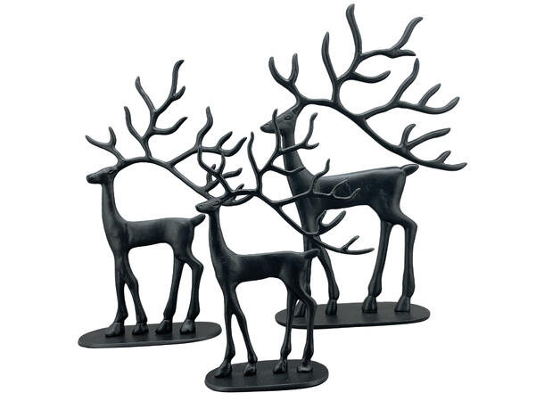 Reinsdyr sort metall 22x8x32,5cm 