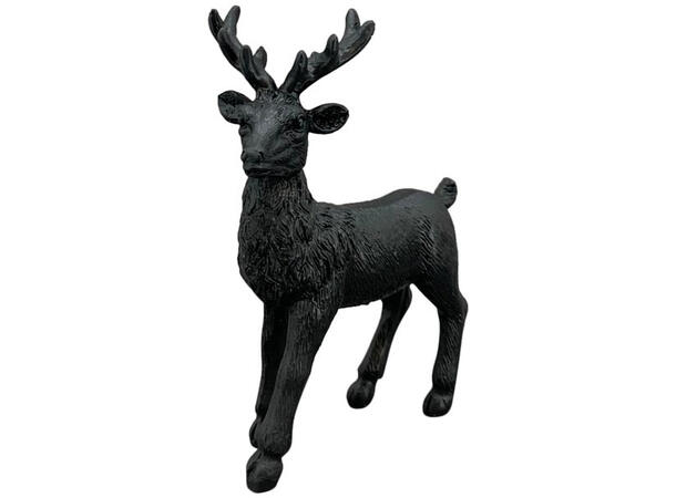 Reinsdyr stående sort polyresin 9x12cm 