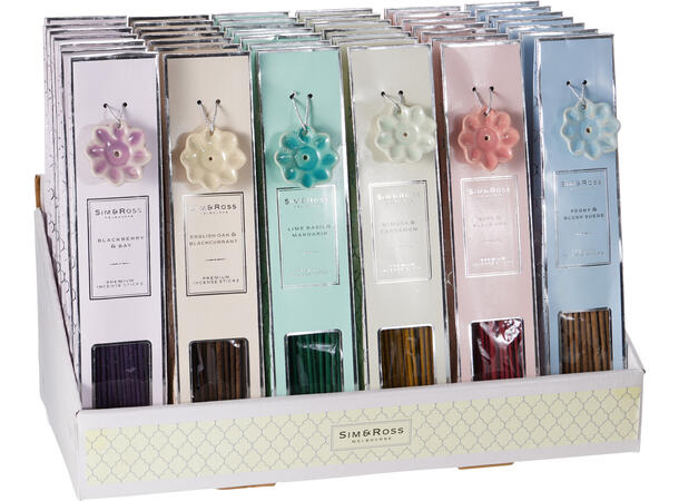 Røkelsespinner 40stk m/holder 6 dufter 48 stk i display 