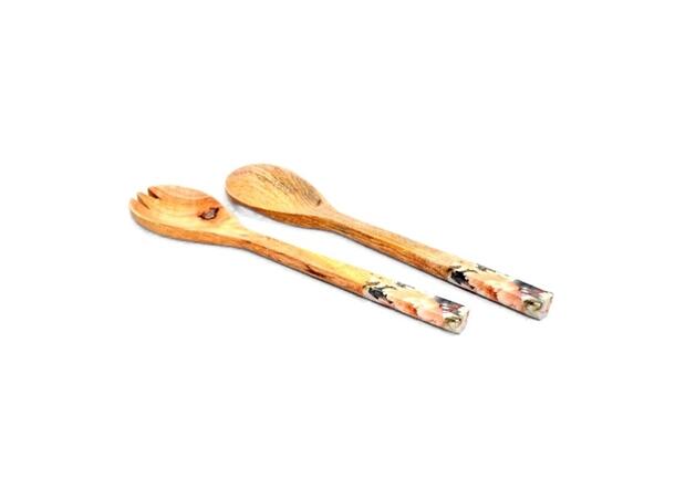 Salatbestikk blomstret mangotre 2 deler 33cm 