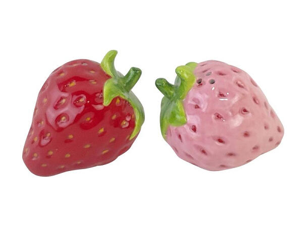Salt- og pepper jordbær keramikk 2ass Forpk 12stk 7x6cm 