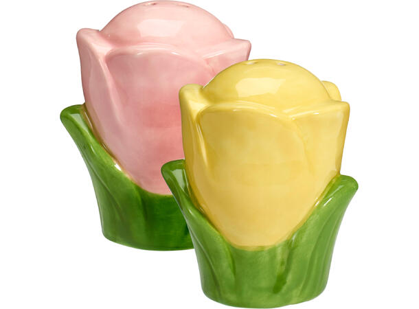 Salt og pepper tulipan rosa/gul 2 deler 