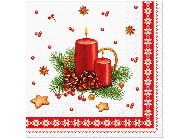 Serviett Candle with Frame Lunsjserviett 20 stk 3-lags 33x33cm 