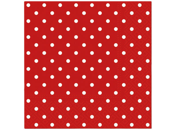 Serviett Dots rød Lunsjserviett 20 stk 3-lags 33x33cm 