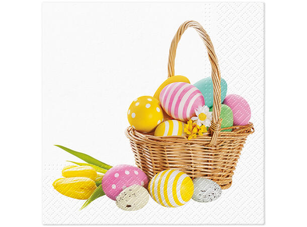 Serviett Kurv med påskeegg Lunsjserviett 20 stk 3-lags 33x33cm 