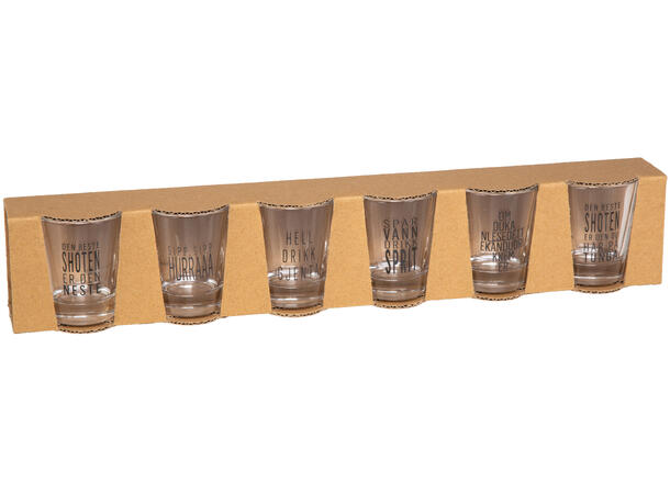 Shotglass blank gutta-tekster 5x6cm s/6 Gavepakket sett med 6 stk shotglass 
